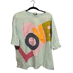 Sage +Fig L Colorful Graphic Appliqué Love T-Shirt